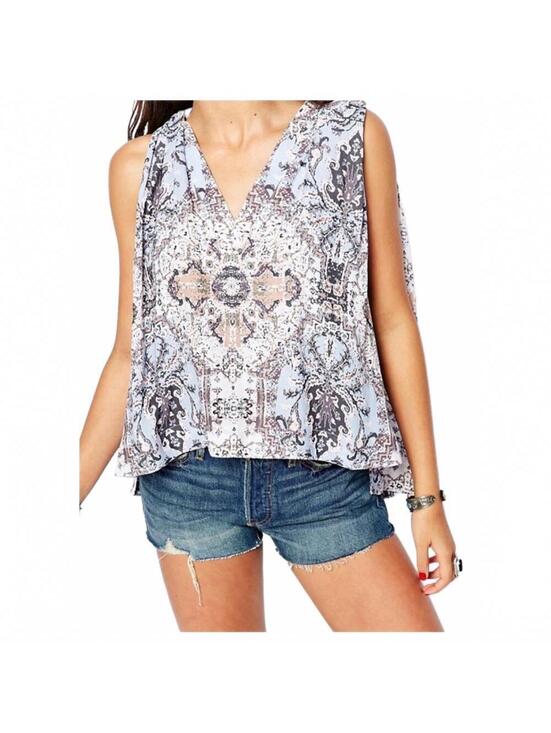 Free People Tops - Free People Boho Paisley Print Sleeveless V-Neck Cami Tank Top Medium